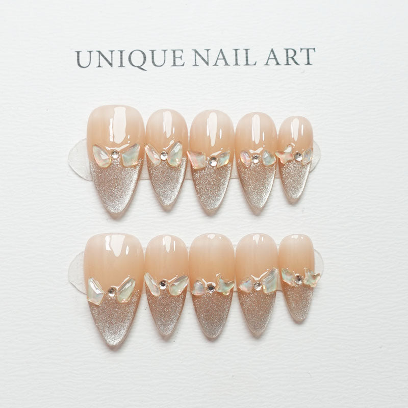 C28 Elegant Almond Handmade Press On Nails