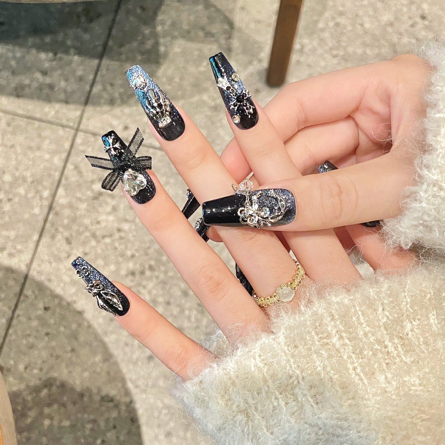 B1 Luxury Extra Long Coffin Shape Press on Nails for Women