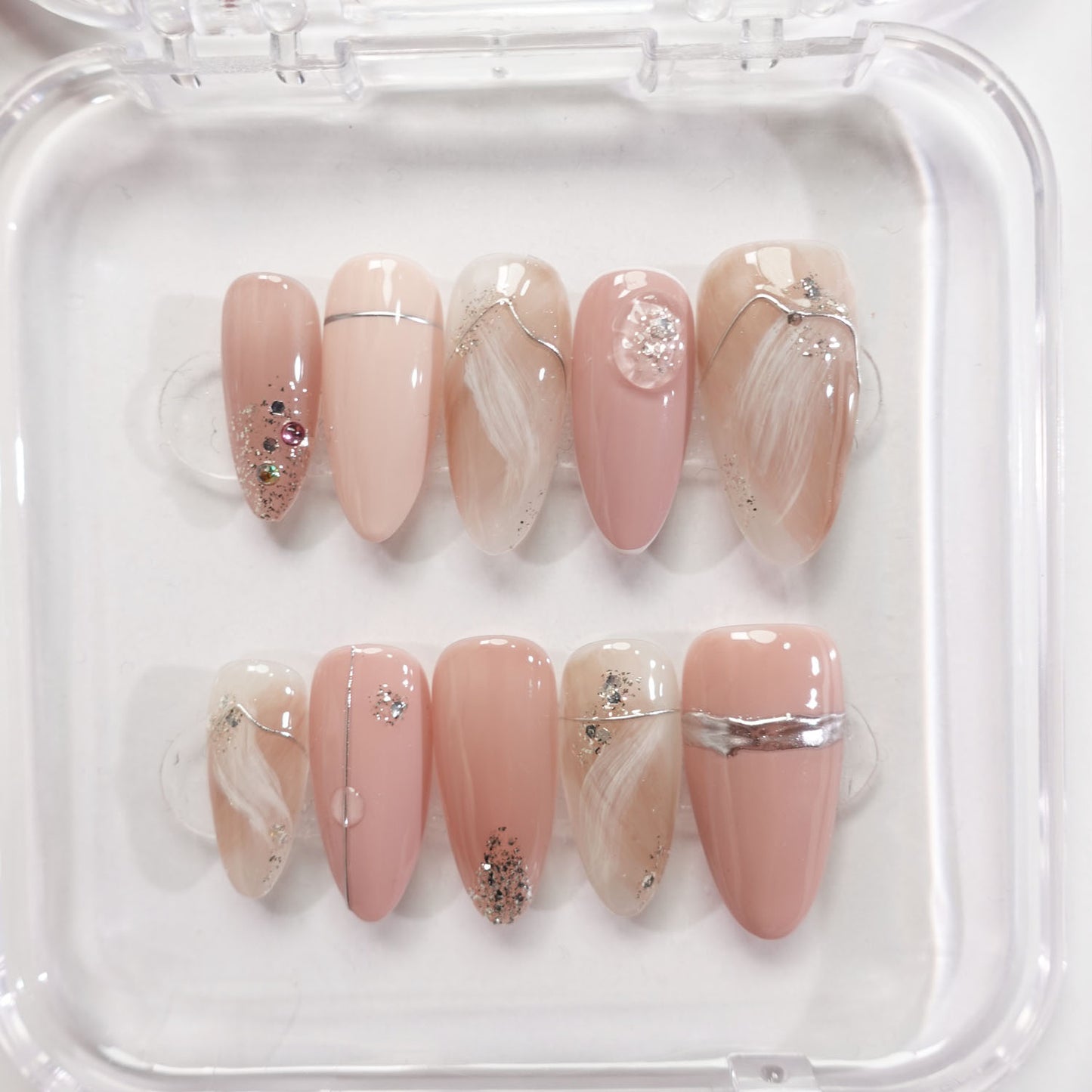 A78 Elegant Almond Shape Press on Nails+tool kit