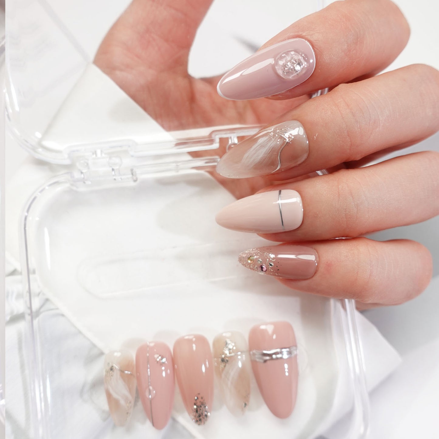 A78 Elegant Almond Shape Press on Nails+tool kit