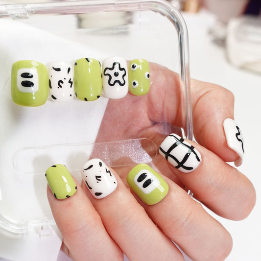 A29 Super Short Press on Nails for Women +tool kit