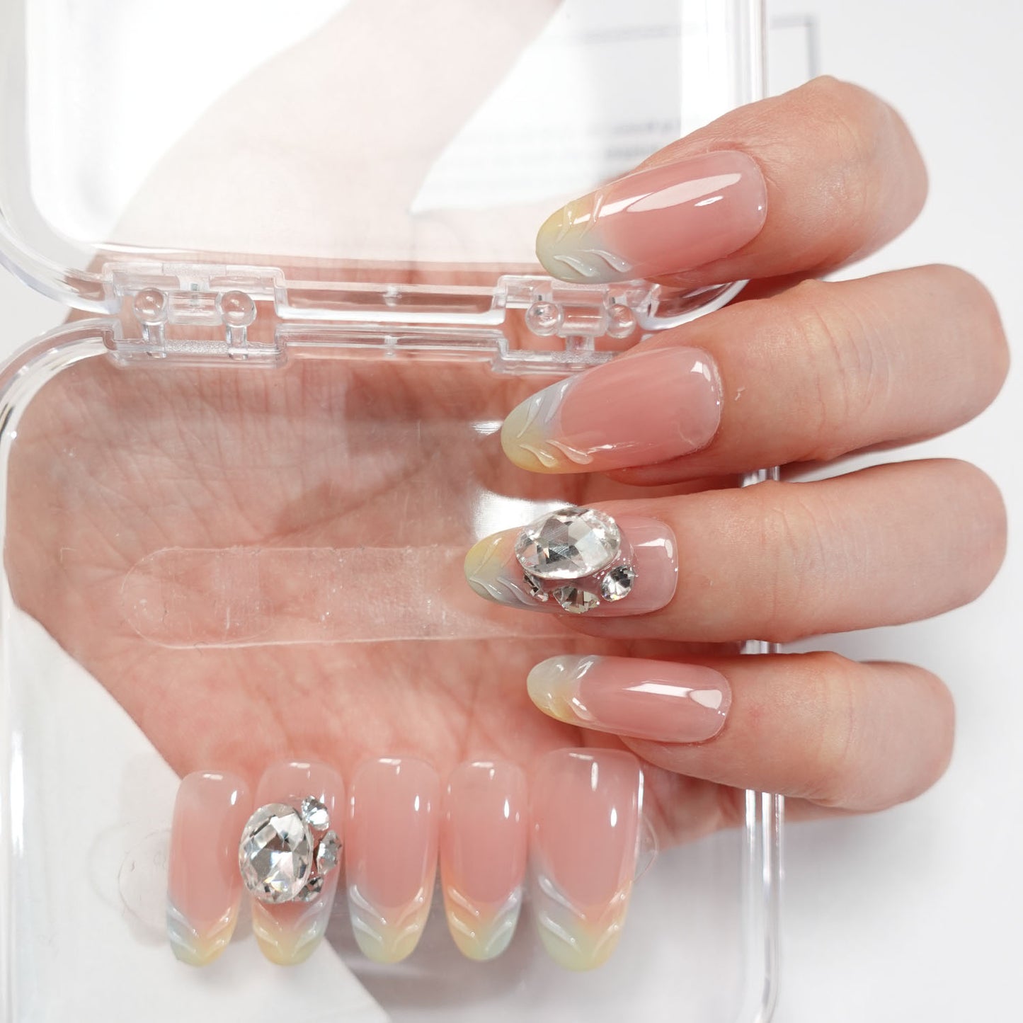 A28 Medium Oval Shape Mermaid Design Press on Nails+tool kit