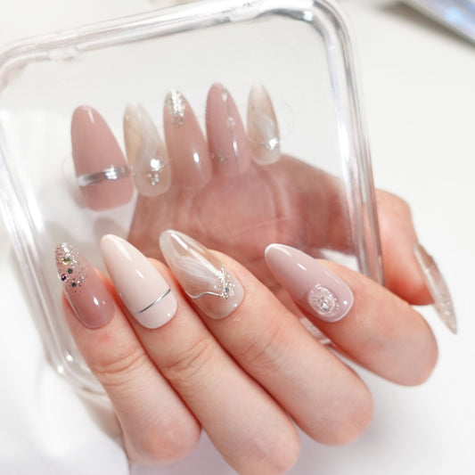 A78 Elegant Almond Shape Press on Nails+tool kit