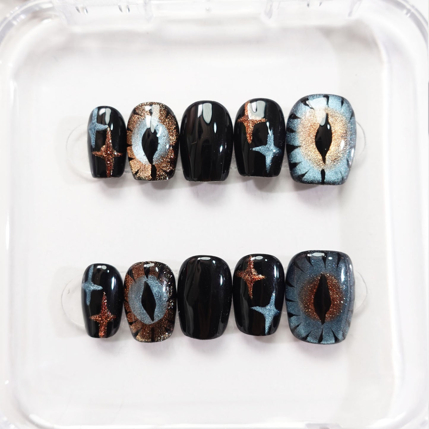 A57 Super Short Evil Eyes Star Press on Nails for Women