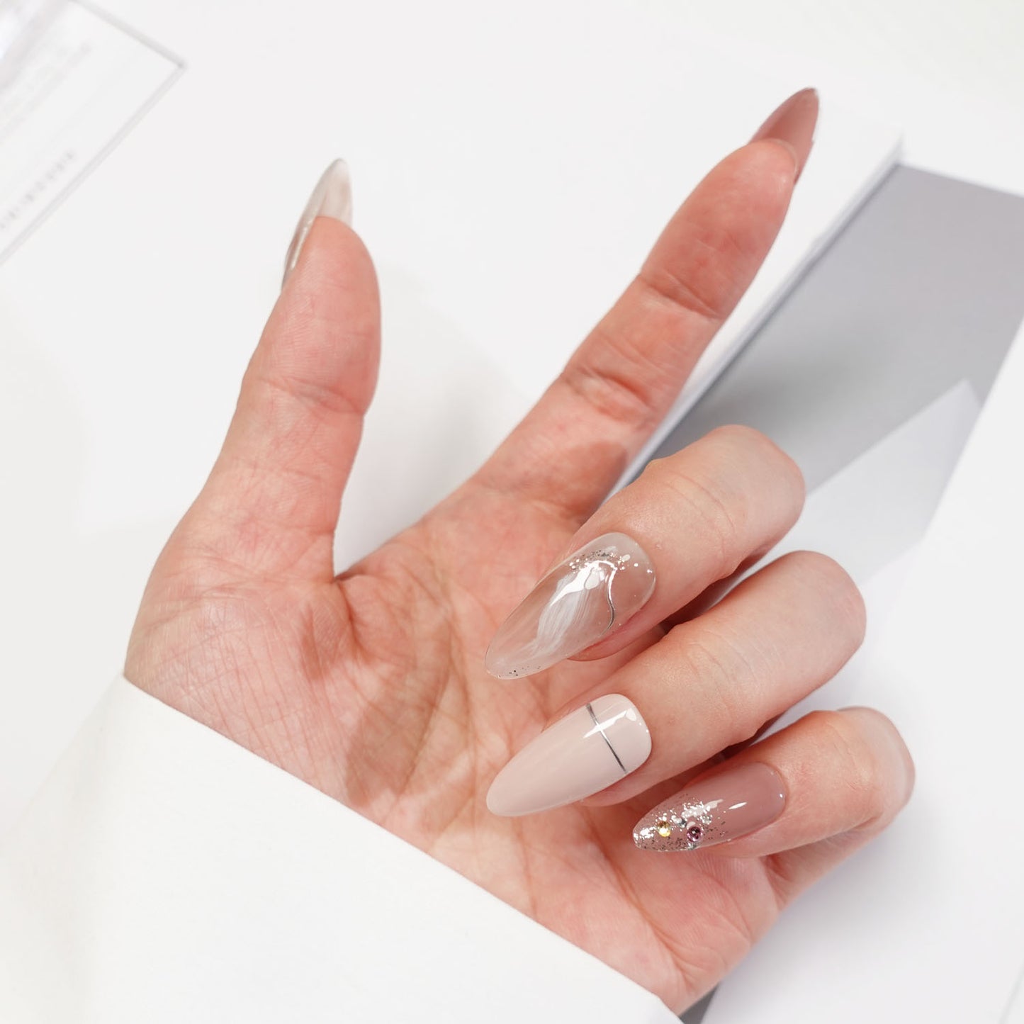 A78 Elegant Almond Shape Press on Nails+tool kit