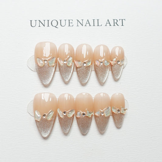 C28 Elegant Almond Handmade Press On Nails
