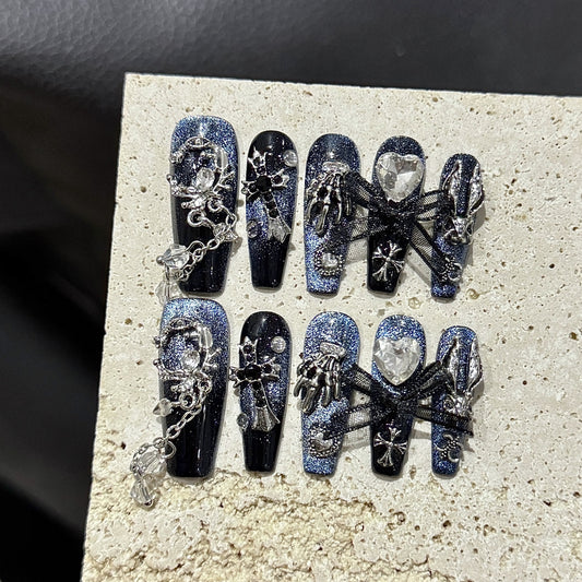 B1 Luxury Extra Long Coffin Shape Press on Nails for Women